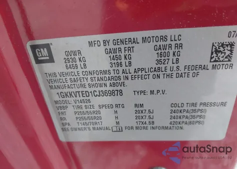 2012 GMC Acadia Denali from USA, damaged, VIN 1GKKVTED1CJ369878